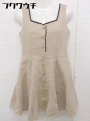 ◇ LODISPOTTO ロディスポット 装飾 ボタン ノースリーブ ミニ ワンピース サイズ M ベージュ ブラック レディース  【1106080003050】