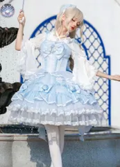 新品 未使用 ドレス風ロリータワンピース お出かけや女子会、撮影会、お茶会に！お姫様風ワンピ