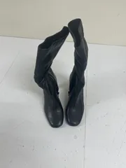 送料込み☆bershka ブーツ ヒール8.0 p　黒 レザー シューズ　サイズ21.5?22.0 p #61123mi630