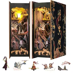 【新品】 CuteBee DIY ブックヌック キット ドールハウス キット ミニチュア ハウス キット BookNook 適用対象 初心者 ティーンエイジャー 大人向け 誕生日 プレゼント 装飾 コレクション アートワーク LEDライト付き （悟空の伝説 1