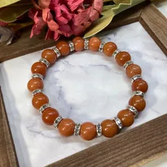 レッドアベンチュリン パワーストーン ブレスレット 10mm （シルバー）メンズ・レディース　男性・女性　数珠ブレス　開運  [o]