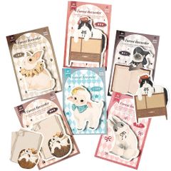 新品 moin moin 付箋 ふせん メモ おしゃれ アニマル 6種セット (合計 180枚) イラスト おめかし 服 動物 魔法使い 猫 子羊 ひつじ リボン 公爵 うさぎ 帽子 ねこ 兎 ピンク ブラウン 2504po127