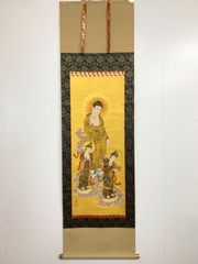 新品 掛け軸 中村佳睦作「蓮想」観音菩薩 仏画 桐箱入り 複製画 - メルカリ