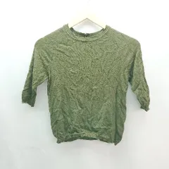 ◇ ZARA KNIT 丸首 無地 カジュアル おしゃれ ハーフジップ 半袖 カットソー サイズS グリーン レディース E  【1308290010549】