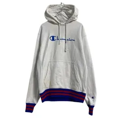 Champion ロゴスウェット パーカー M ホワイト チャンピオン リバースウィーブ 古着卸 アメリカ仕入 a701-5534