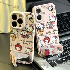 スマホケース　キティーちゃん　ピンク　鏡　ミラー　スマホスタンド付き　カメラ保護　iPhone対応　アイフォンケース　iPhone16pro/16promax/15/14/13　可愛いケース　海外限定　新品未使用
