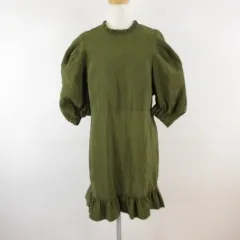 トップショップ TOPSHOP ワンピース ミニ 七分袖 カーキ 緑 40 *T414