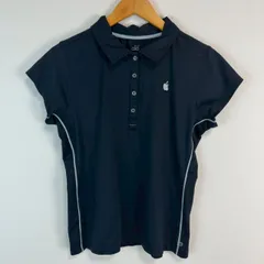 alo アロー ポロシャツ Apple ワンポイントロゴ ロゴ刺繍 企業ロゴ サイドライン ブラック Sサイズ レディース 古着 ストリート スポーツMIX