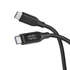 【人気商品】ストレート 【液晶部に保護フィルム有】(1m ケーブル c c to ブラック) type usb タイプC iphone15 100W対応 充電ケーブル type-C USB 液晶ディスプレイ搭載 柔らかいシリコンケーブル CIO