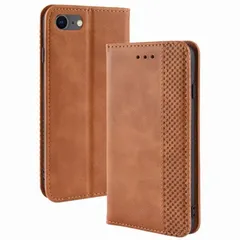 iPhoneSE(第2・3世代)/8/7 チェックライン手帳ケース 【Type×Color】 キャメル