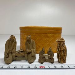 珍品】時代物 織部焼 織部釉 河童(カッパ)の囲碁打 飾り物 オブジェ
