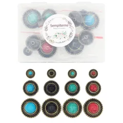 コンチョ ボタン 12個セット シルバー ターコイズ sempiterno ネジ式 12mm 20mm 25mm レザークラフト 財布 ヴィンテージ装飾バックル 手芸 バッグ飾り用ボタン ハンドメイド DIYの手工芸品 (ブロンズ)