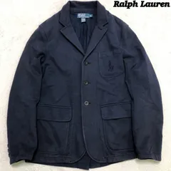 POLO by Ralph Lauren スウェット テーラードジャケット ゲームジャケット ノーフォークジャケット ブレザー ワークジャケット ポニー刺繍 本切羽 Mサイズ ネイビー 紺色 ポロバイラルフローレン