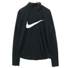 NIKE ナイキ スウッシュ 長袖 ハーフジップ トレーニングウェア M ブラック メンズ 古着