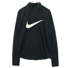 NIKE ナイキ スウッシュ 長袖 ハーフジップ トレーニングウェア M ブラック メンズ 古着
