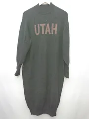 ◇ CLOCHE クロシェ ロゴ 長袖 膝下丈 ワンピース サイズ02 ブラック ブラウン レディース P  【1408200006942】