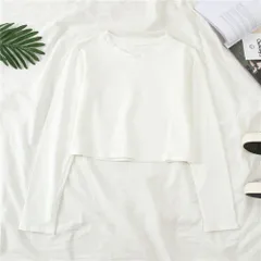 ☆ ホワイト ☆ XLサイズ ☆ Tシャツ レディース 長袖Tシャツ 長袖tシャツ レディース かわいい 長袖ショートt シャツ ショート丈 ラウンドネック トップス カジュアル インナー 無地 カットソー おしゃれ オシャレ シンプル プルオーバー