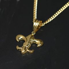新品 K18 オニキス ユリペンダントトップ メンズ 12mm ゴールド 刻印 