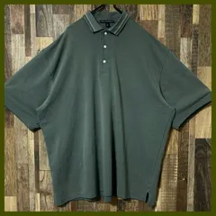 グリーン系 無地 シンプル 単色 2XL ポロシャツ ゆるだぼ メンズ 古着