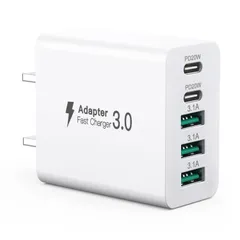 【在庫セール】USB C充電器 50W、【2つのUSB-Cと3つのUSB-A】を備えた5ポートマルチType-Aプラグ、総電力50WUSB電源アダプタ壁コンセント、急速充電PD 3.0電源アダプタ iPhone 11/12/13/14/15/16/XS/XR/