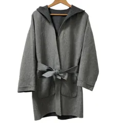 美品 theory luxe セオリーリュクス REVERS SOFT アンゴラ×カシミア混 ダブルフェイス フーデッド ガウンコート サイズ38 グレー レディース 古着 中古 USED