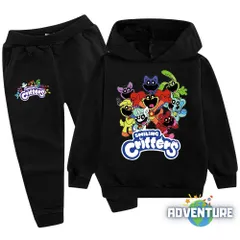 キャットナップ 長袖 パーカー 100 110 120 130 140 150 160 黒 ブラック セットアップ 上下セット 男の子 スマイリングクリッターズ 服 キッズ 子供 ポピープレイタイム c5