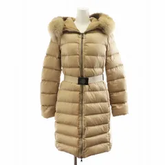 モンクレール MONCLER ティーンヴィール tinuviel giubbotto ダウンコート ロング丈 フード ファー ベルト付き アウター 1 M ベージュ /AN10