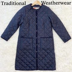 良品✨【Traditional Weatherwear】トラディショナルウェザーウェア　ロングコート　キルティング　ネイビー　34(S)