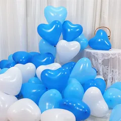 【特価セール】、ホワイト) 、ライトブルー (ブルー 店舗装飾 子供会 パーティー 結婚式 誕生日会 プロポーズ 告白 バレンタイン飾り 50個セット X 25cm 10インチ 飾り付け バルーン 風船 ハート TTGVKSHF GSSTR