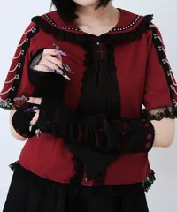 夢展望公式 [新品未使用] 十字架スカーフチェーントップス [ボルドー] 他カラー別ページ有 dearmylove カットソートップス カットソートップス・Ｔシャツ（半袖） 535585-02