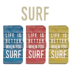 全機種対応 手帳型 スマホケース SURF サーフ サーフィン ハワイアン 夏 ブルー レッド イエロー ウッド調 iPhone アンドロイド AQUOS Galaxy Xperia Google Pixel arrows OPPO ケース カバー 折りたたみ