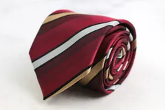 タカキュー ブランド ネクタイ シルク ストライプ柄 PO メンズ レッド TAKA Q 【中古】