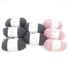 DAISO ダイソー 毛糸 メランジ 8玉セット ブラックデニム グレージュピンク 1玉60ｇ 約108ｍ 並太 秋冬毛糸 未使用品