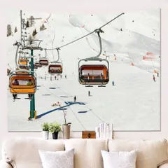 新作！タペストリー⑤　ゲレンデ　リフト　冬の景色　スキー　スノーボー　雪　壁アート　DIY　布ポスター　デコレーション　模様替え