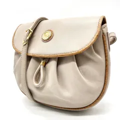 ✨良品✨ CELINE セリーヌ ポシェット ショルダーバッグ 小物入れ ゴールド金具 ロゴ型押し 肩掛け レザー レディース ベージュ 肌色