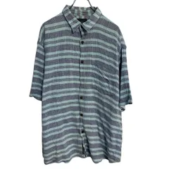 半袖 柄シャツ XL ライトブルー ボタン ビッグサイズ 総柄 ボーダー 胸ポケット カジュアルシャツ 古着卸 アメリカ仕入 a703-6635