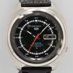 デッドストック級 稼働 セイコー ファイブスポーツ 7019-7050 黒文字盤 AT/自動巻 メンズ腕時計 2000000 NSK KTU ABC16076