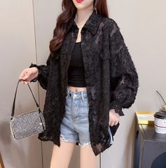 新品 タグ付き】ラポミプチ バタフライ レース メッシュ シャツ 
