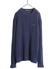 【お得なクーポン配布中!】 90s ポロゴルフ ラルフローレン ケーブル ニット セーター メンズ XL 古着 オールド POLO GOLF リネン コットン ワンポイント 大きいサイズ