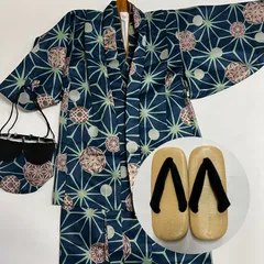 【即購入歓迎 ⭕️福屋ちゃん様専用】（中古品） キッズアンサンブル 男の子 着物 紺 120cm 雪駄 21cm [M0805]