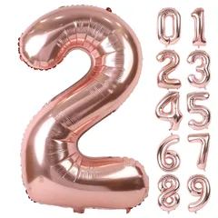 【数量限定】ナンバー 数字2 40インチ 大きい 誕生日 アルミ風船 ハッピーバースデー 飾り付け バルーン 記念日 パーティー Lausatek 約90cm ローズゴールド