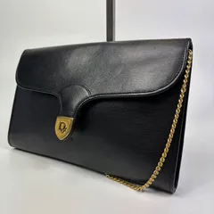 Christian Dior クリスチャンディオール チェーン ショルダーバッグ 黒 ブラック レザー 本革 ヴィンテージ ロゴ金具 トロッター 斜め掛け可 レディース