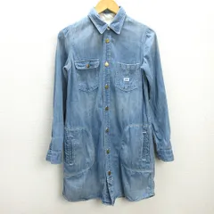 D■リー/Lee デニムシャツ ワンピース/ワークコート【M】水色/LADIES/80【中古】