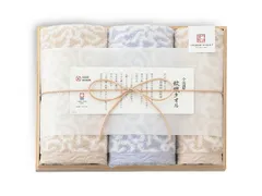 今治謹製 紋織タオル フェイス ウォッシュタオルセット フェイスタオル2枚 ウォッシュタオル1枚 木箱入 お祝い 返礼品 贈答 進物 ギフト