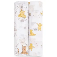 aden + anais essentials(エイデンアンドアネイエッセンシャルズ) おくるみ ディズニー ガーゼ ベビー  日本正規品 おくるみ 2枚 セット winnie + friends モスリンコットン 100% 使用 出産祝い ベビーギフト 11