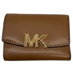 ♪0622 マイケルコース MK 折り財布 ブラウン レザー財布 ミニ財布