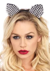 カチューシャ ヘアバンド ヘッドバンド 猫耳 ネコ耳 縦耳 ヘアアクセサリー シルバースタッズ コスプレ衣装 ハロウィン仮装変装女装 耳付き キャット アニマル動物 コスチューム レディース大人 セクシーLEG AVENUEレッグアベニュー★2