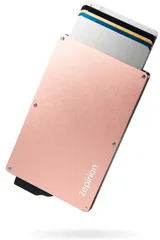 【人気商品】スリム スライド式 磁気防止 マネークリップ付き スキミング防止 アルミニウム クレジットカードケース ローズゴールド [zepirion]