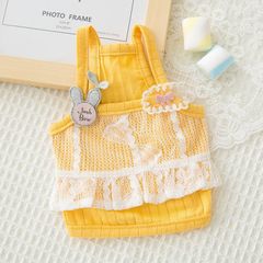 犬服 キャミソールフリル レース付き猫服フリフリお散歩楽々三色ドッグウェア