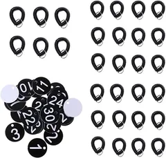 Hapifam ロッカー タグ 鍵付きロッカー番号札 コイルブレスレット付 ブラック 35mm 1-30